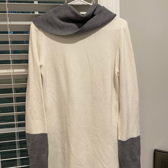 French Connection White Cream Grey Two Tone Cowl Neck Long Sleeve Sweater - Picture 7 of 8